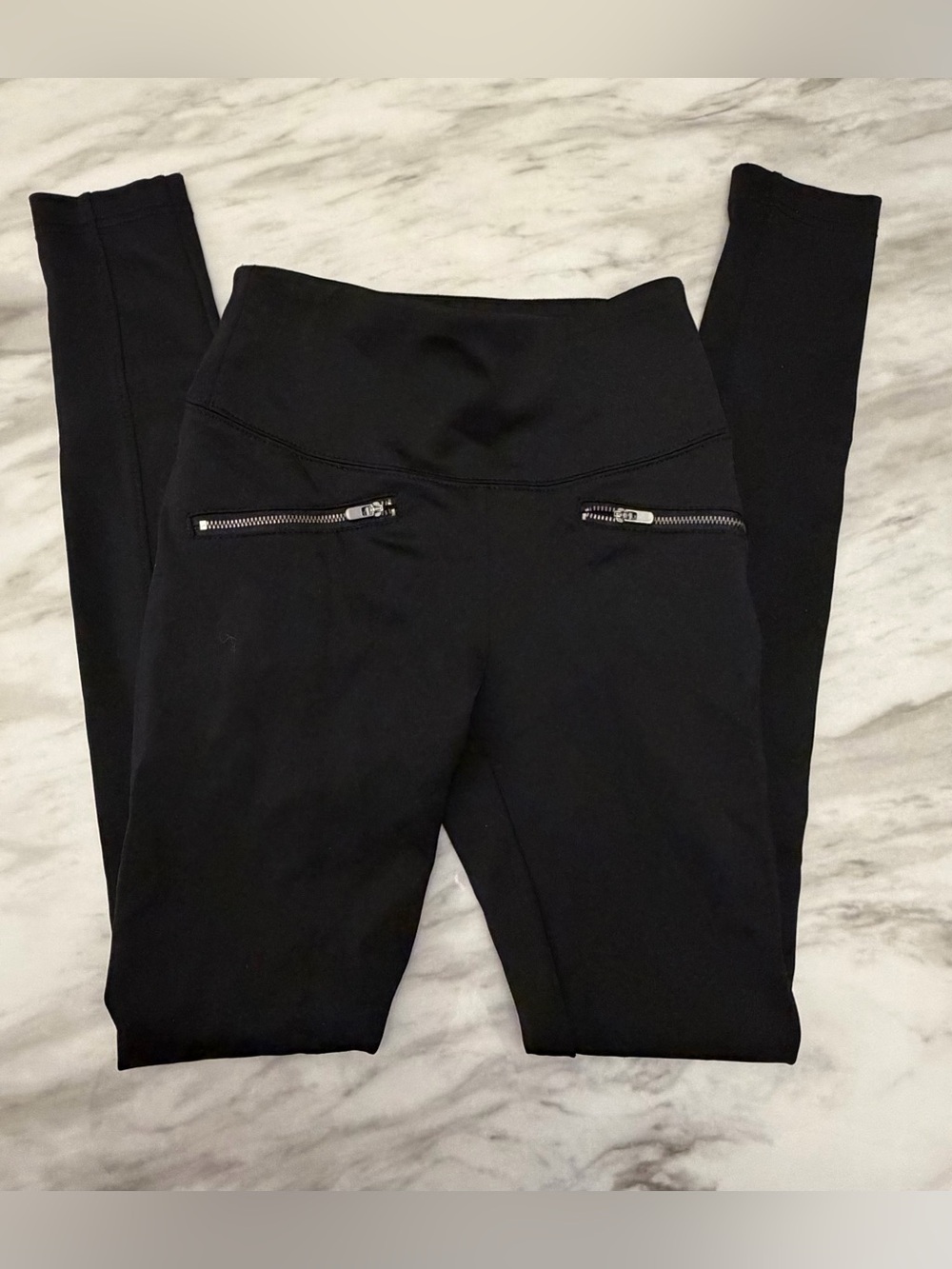 White House Black Market Black High-Rise Leggings with Front Zip Pockets